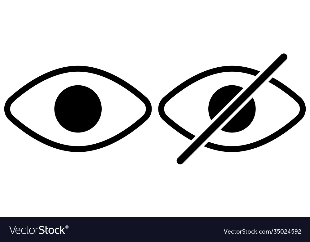 Icons see dont see crossed out eye sign Royalty Free Vector