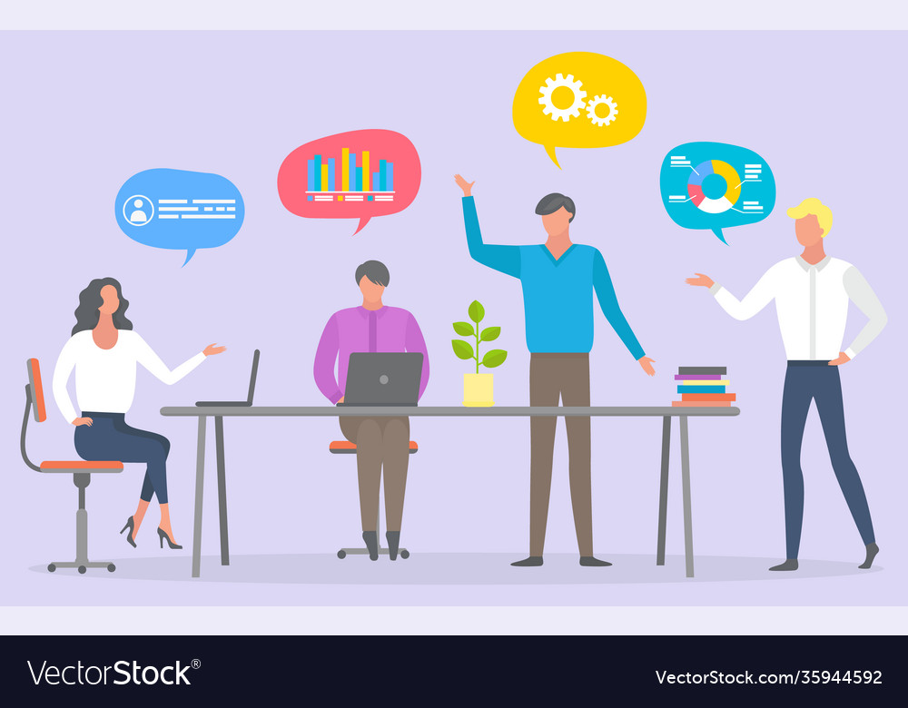 Investors Discuss Sales And Analyze Trades People Vector Image