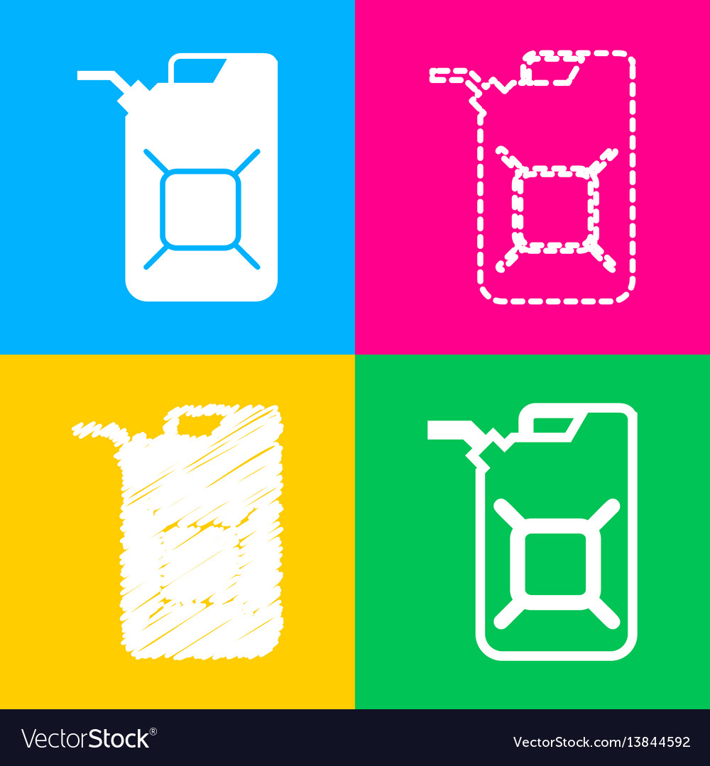 Jerrycan oil sign jerry can four styles Royalty Free Vector