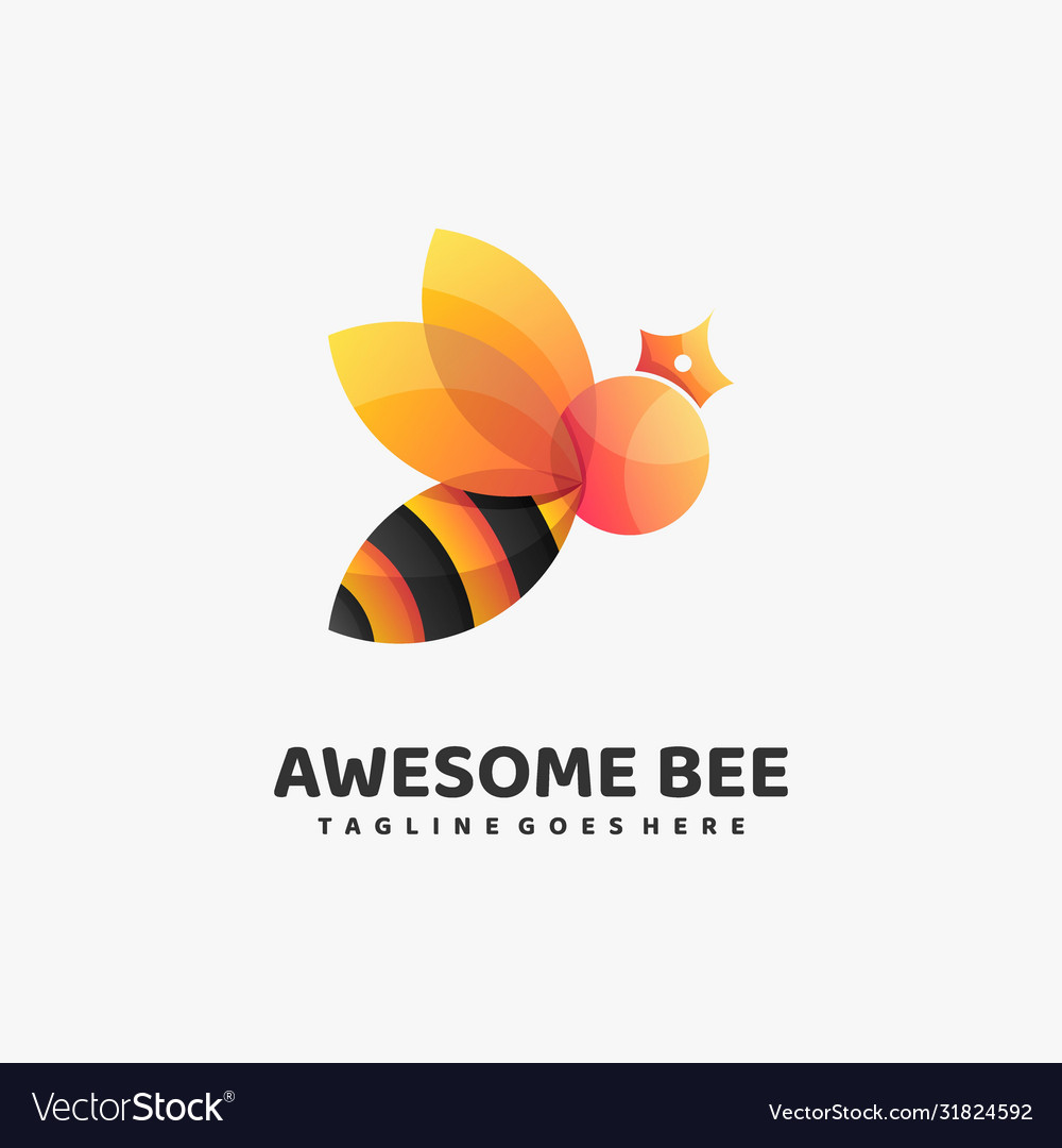 Logo awesome bee gradient colorful style Vector Image