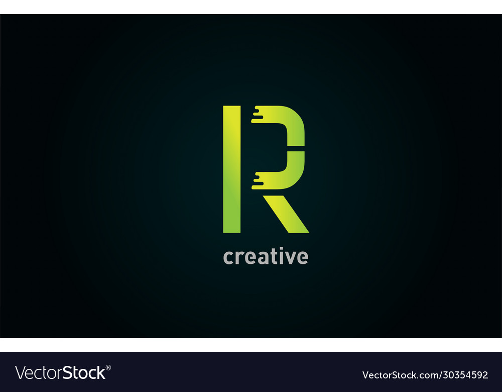 R creative green letter alphabet logo icon design