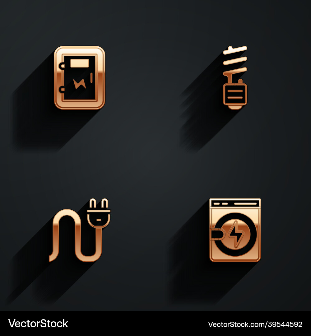 Set electrical panel led light bulb plug Vector Image
