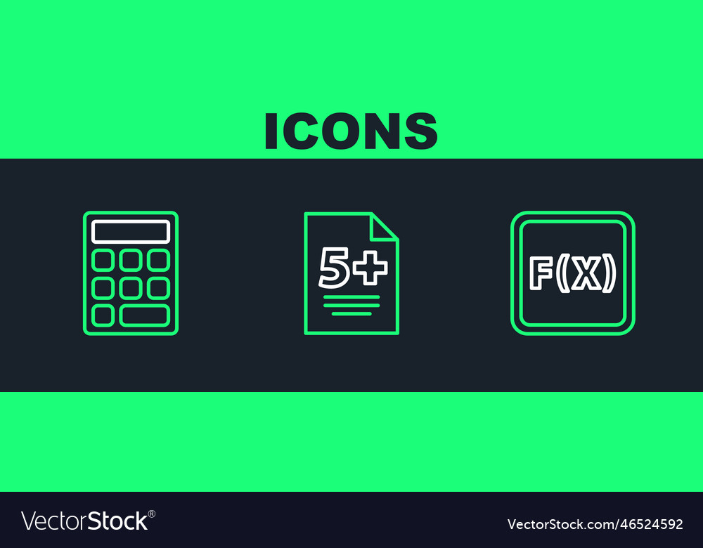 Set line function mathematical symbol calculator vector image Set line function mathematical symbol calculator
