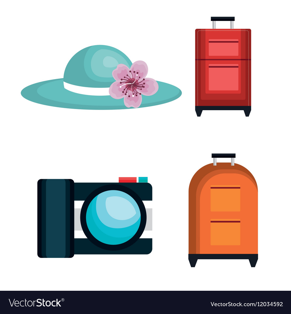 Summer travel set isolated icons