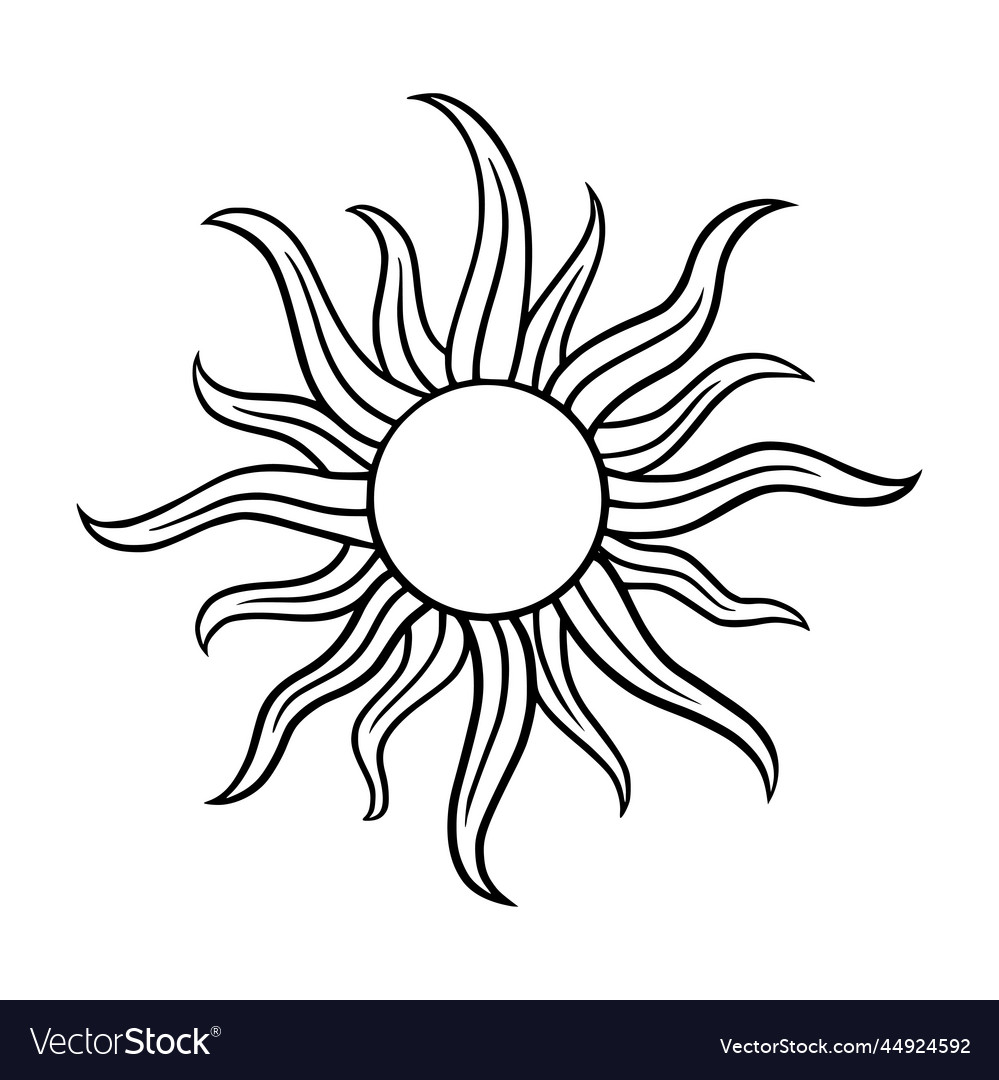 Tarot sun sketch gothic star for retro Royalty Free Vector