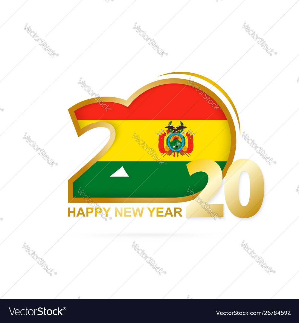 Year 2020 with bolivia flag pattern happy new Vector Image