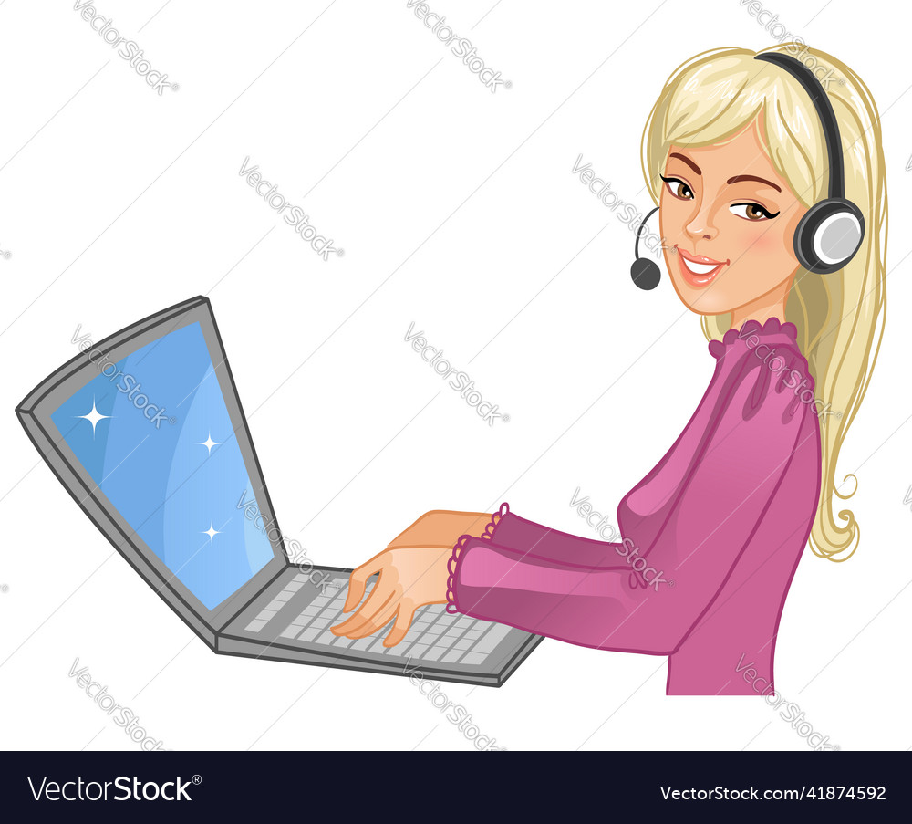 Young girl a call operator Royalty Free Vector Image