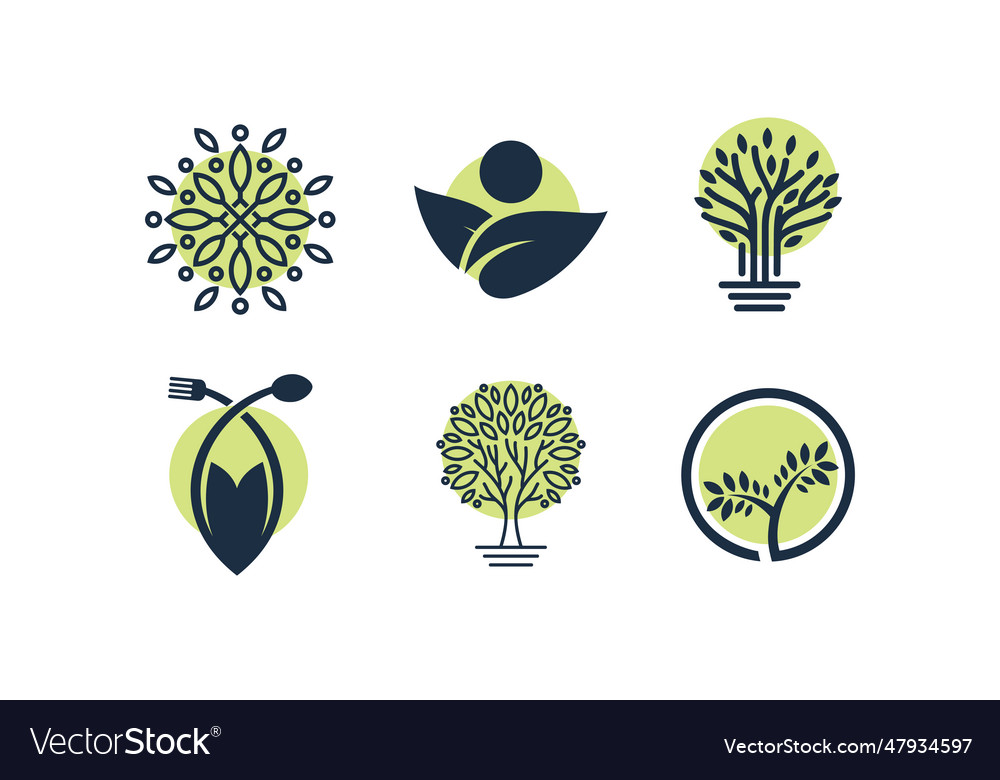 Nature logo design collection with creative Vector Image