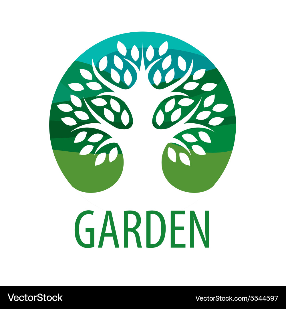 Round logo tree for garden Royalty Free Vector Image