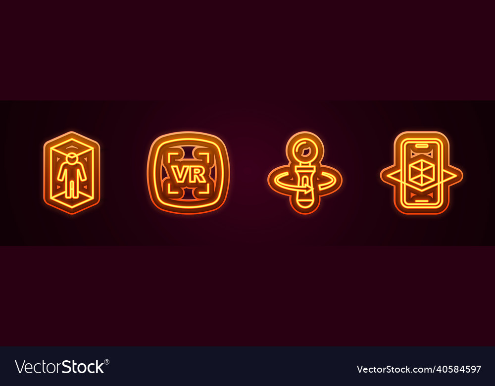 Set line 3d modeling virtual reality vr vector image Set line 3d modeling virtual reality vr