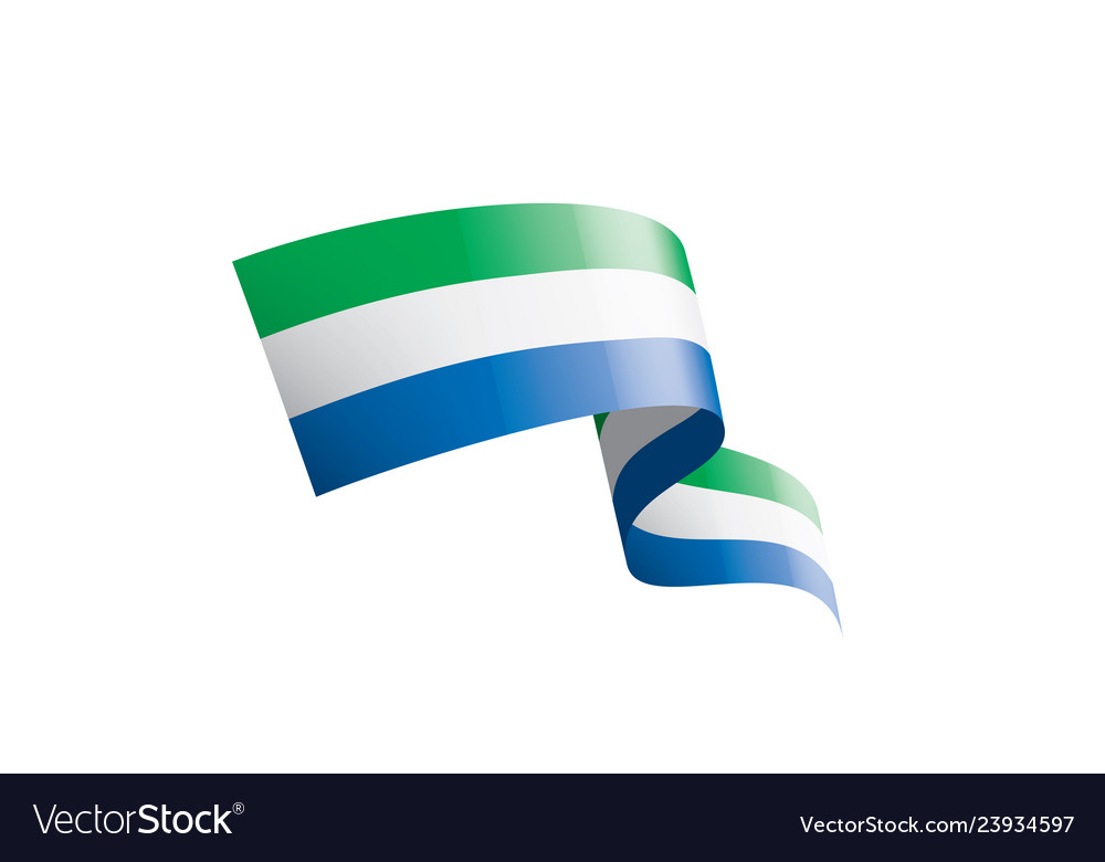 Sierra leone flag on a white