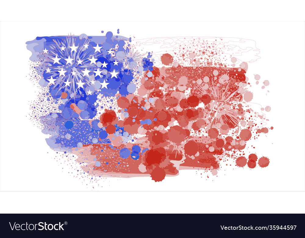 Watercolor painting flag america abstract