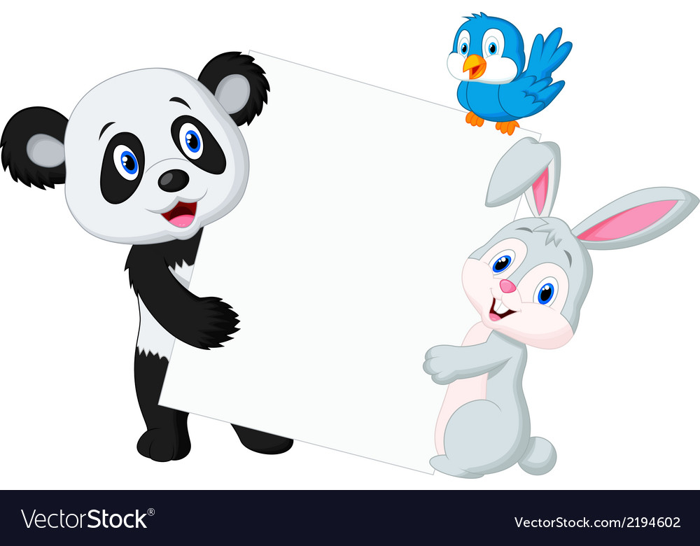 Animal cartoon with blank sign Royalty Free Vector Image