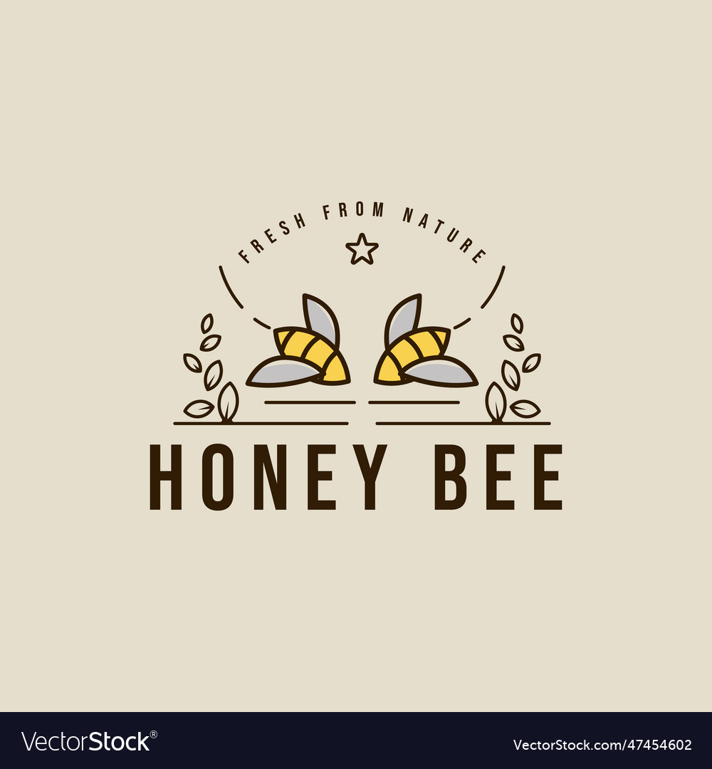 Bee logo line art simple template icon graphic