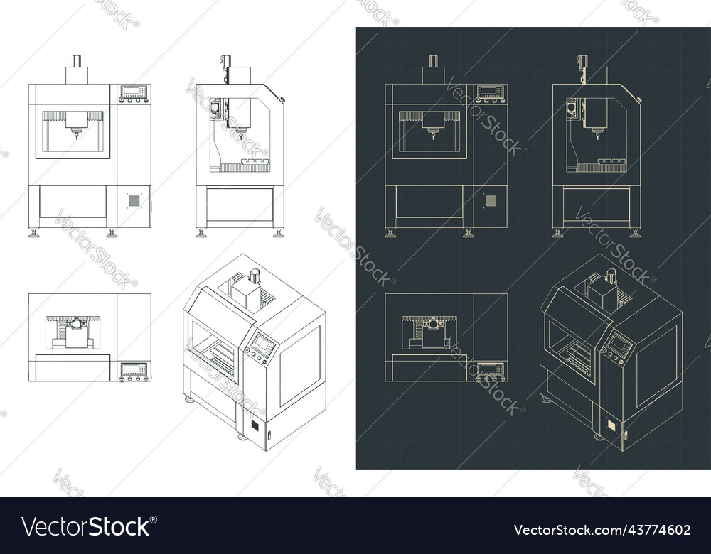 Cnc pcb drilling and routing machine blueprints Vector Image