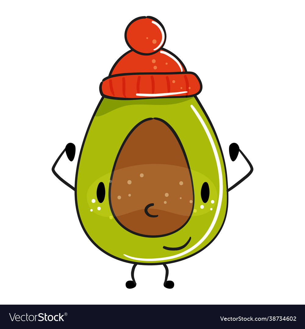 Cute Cartoon Avocado isoliert auf weißem Hintergrund