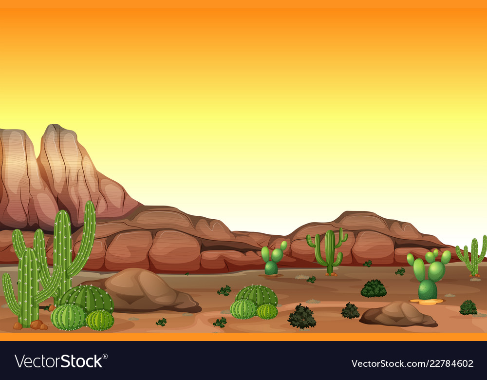 Desert scene at sunset Royalty Free Vector Image