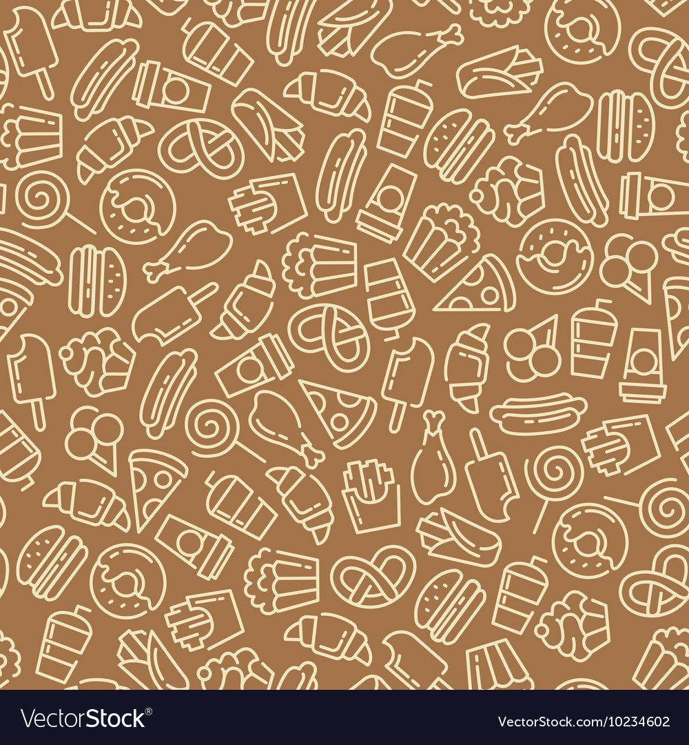 Fast food set of cartoon seamless pattern Vector Image