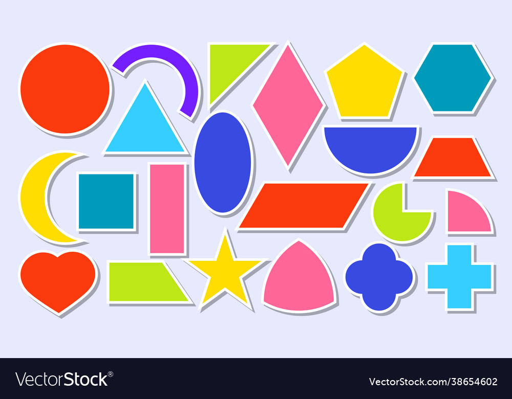 Flat paper sticker geometric shape icon set Vector Image