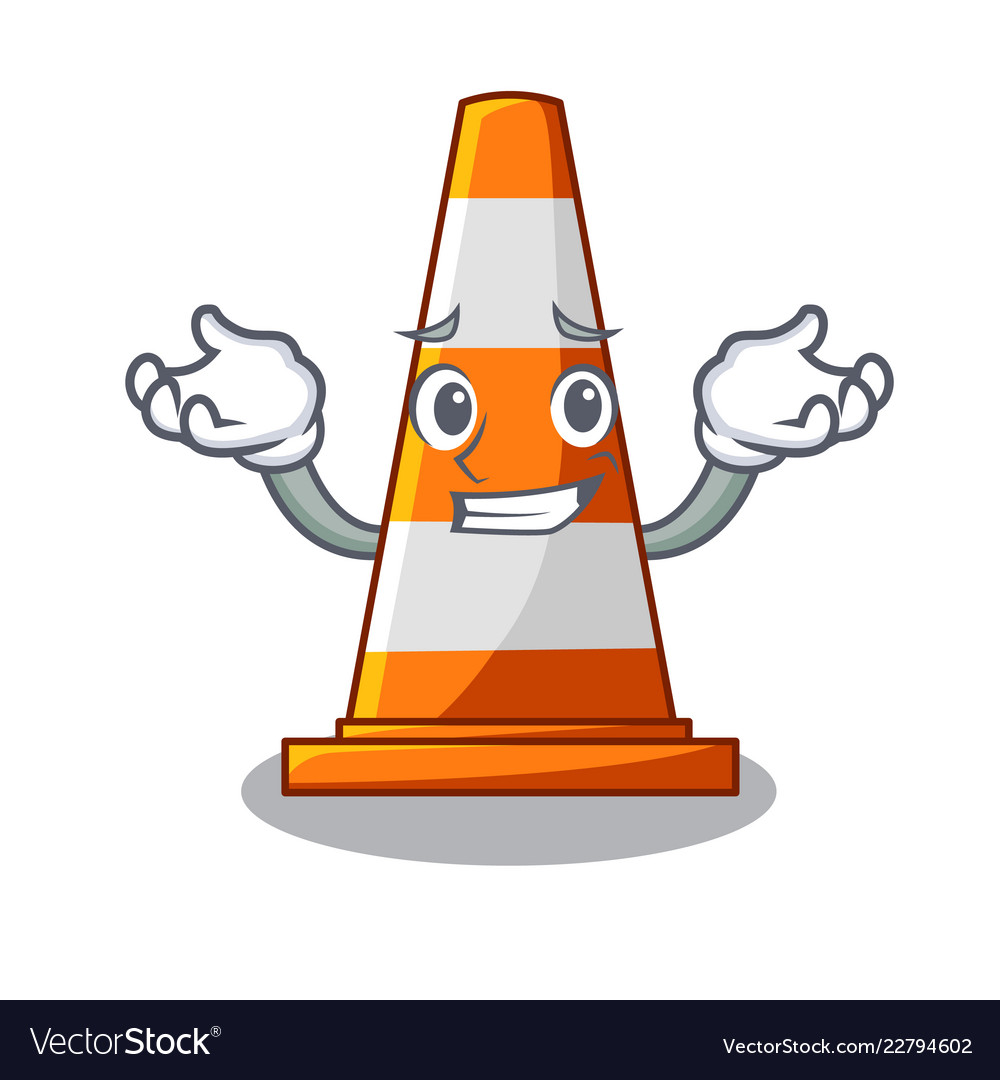 Grinning traffic cone on made in cartoon Vector Image