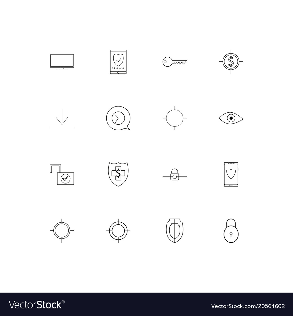 Internet security simple linear icons set