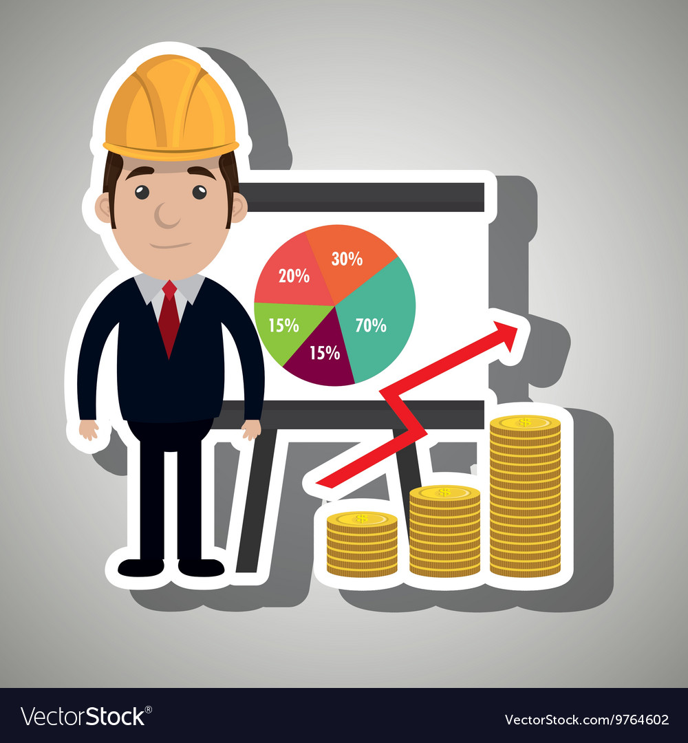 Man and statistics isolated icon design