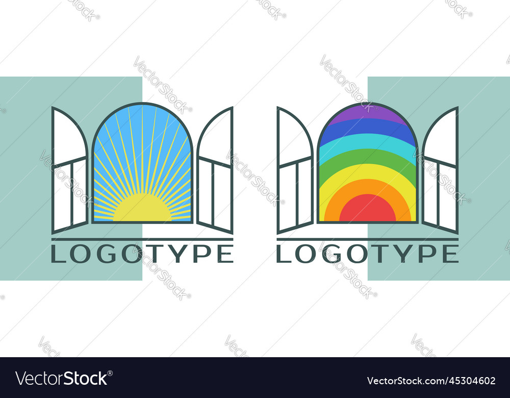 Set of emblems sample open window or arch