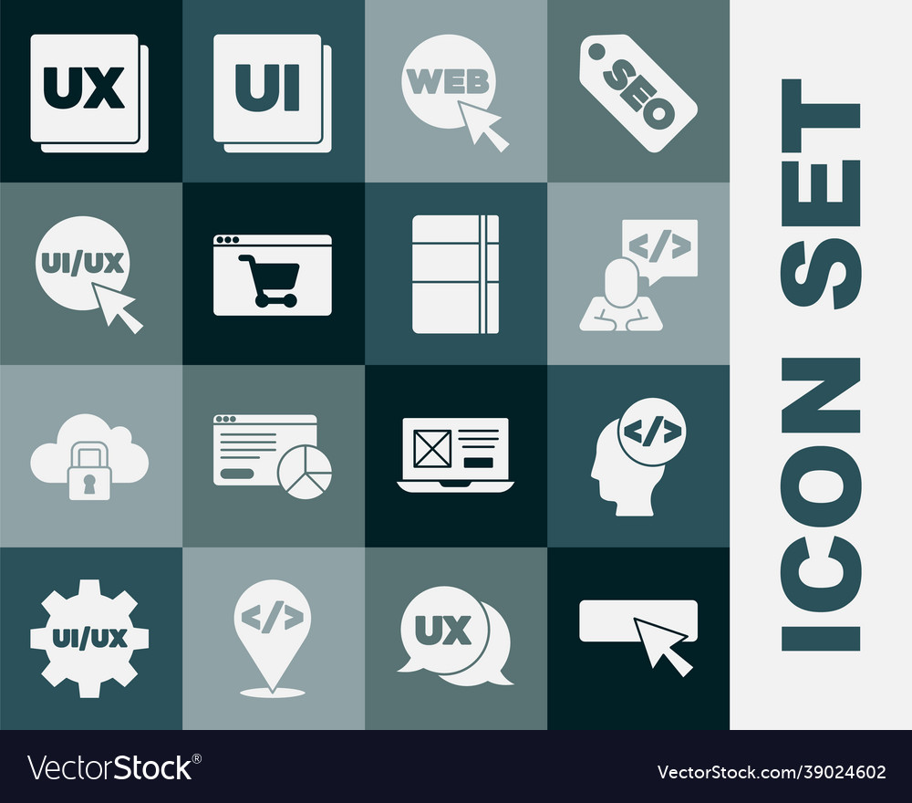 Set ui or ux design front end development web Vector Image