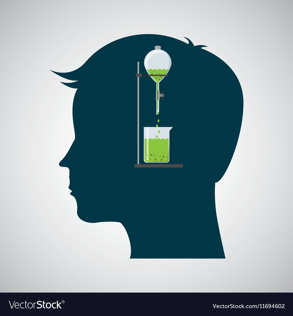 Silhouette head chemical experiment laboratory