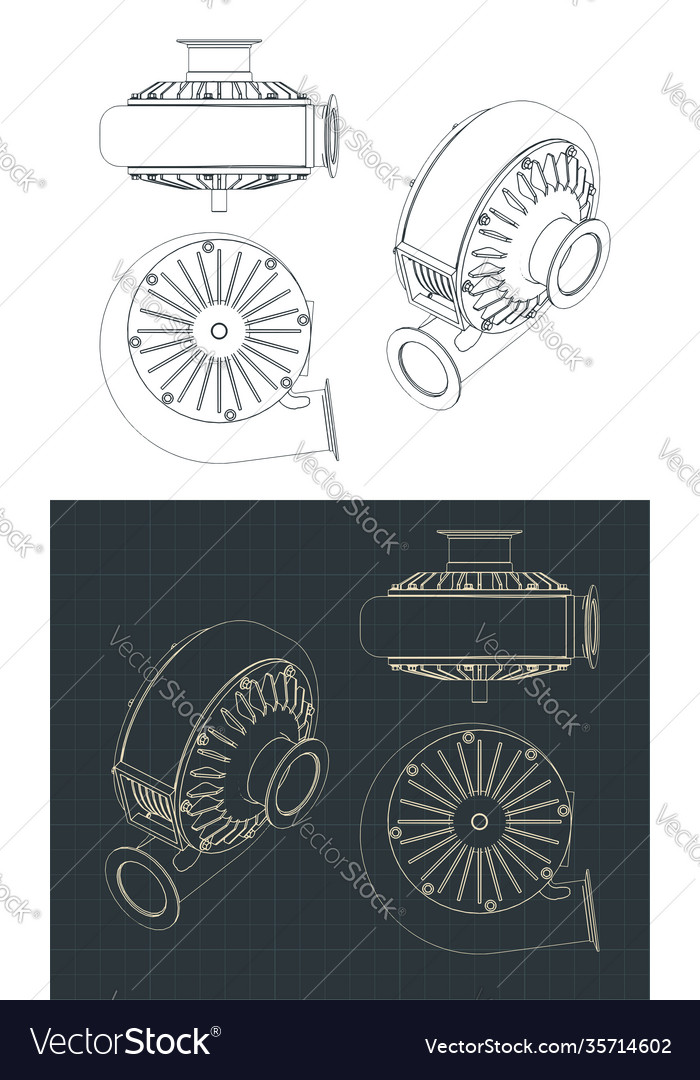 Turbo pump blueprints Royalty Free Vector Image