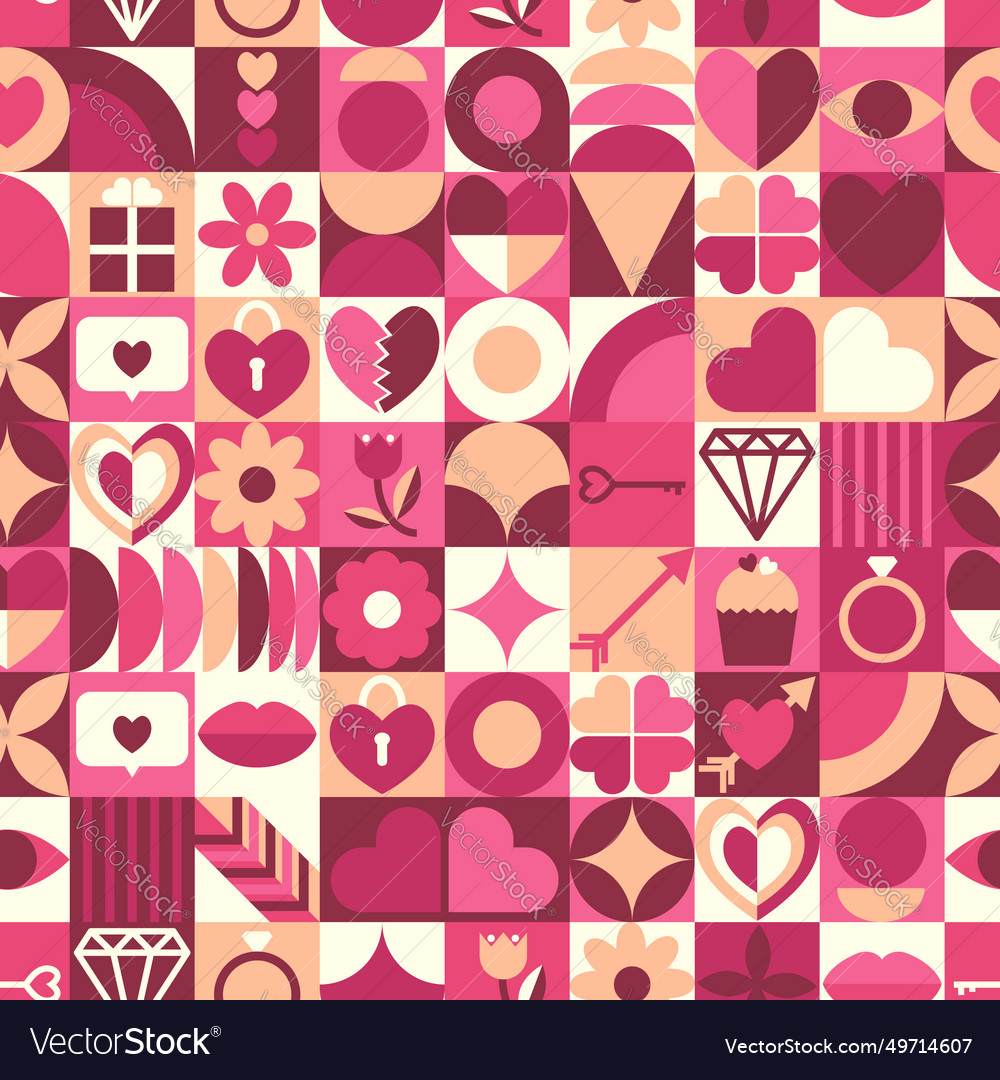 Abstract geometric valentines day seamless