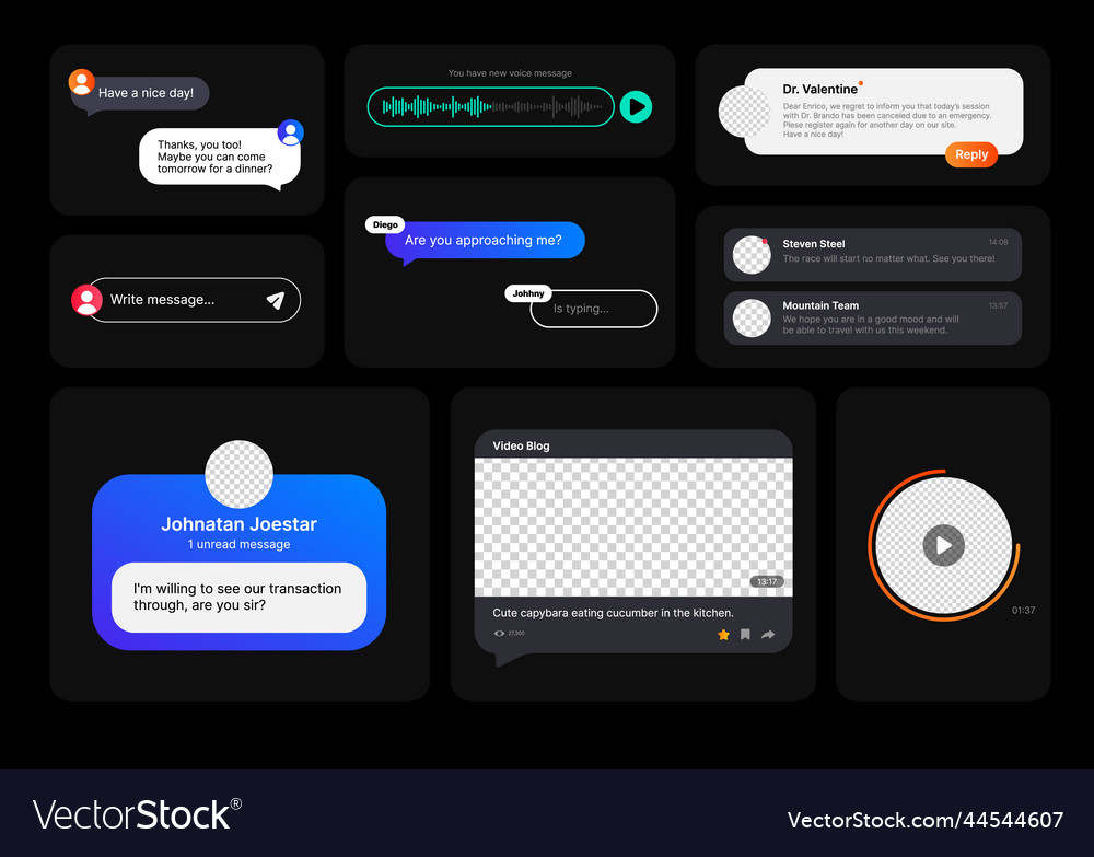 Big set of incoming messages and notifications vector image Big set of incoming messages and notifications