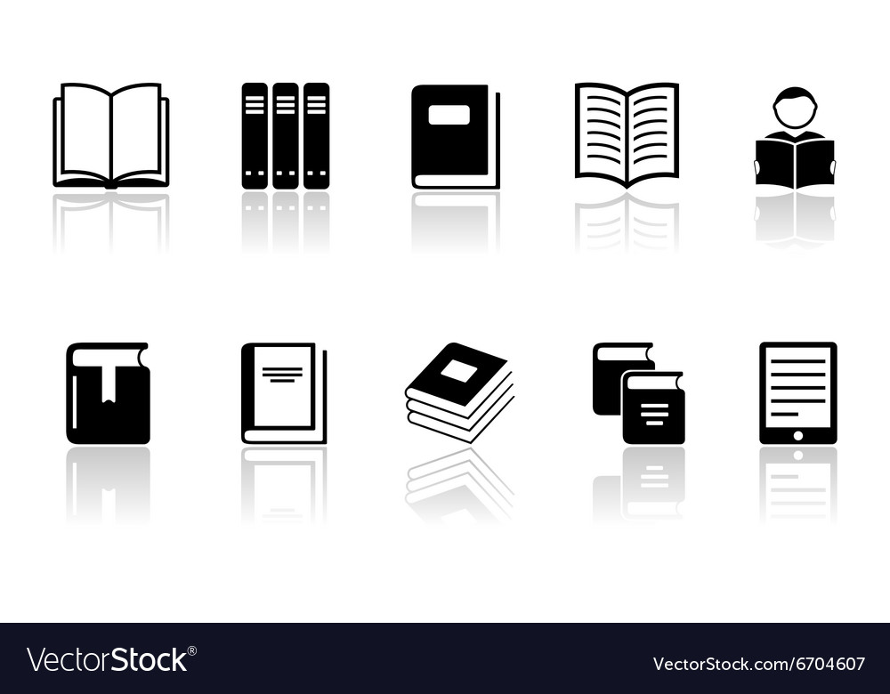 Black book icons set Royalty Free Vector Image