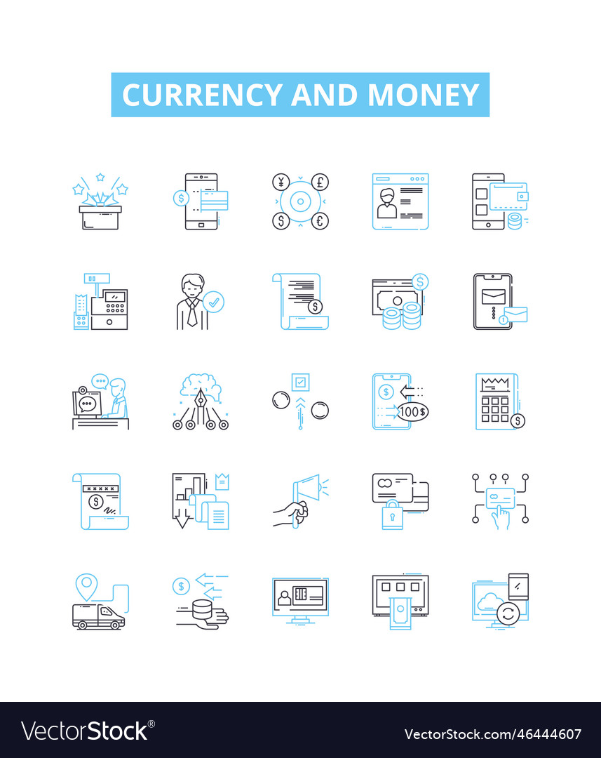 Currency and money line icons set vector image Currency and money line icons set