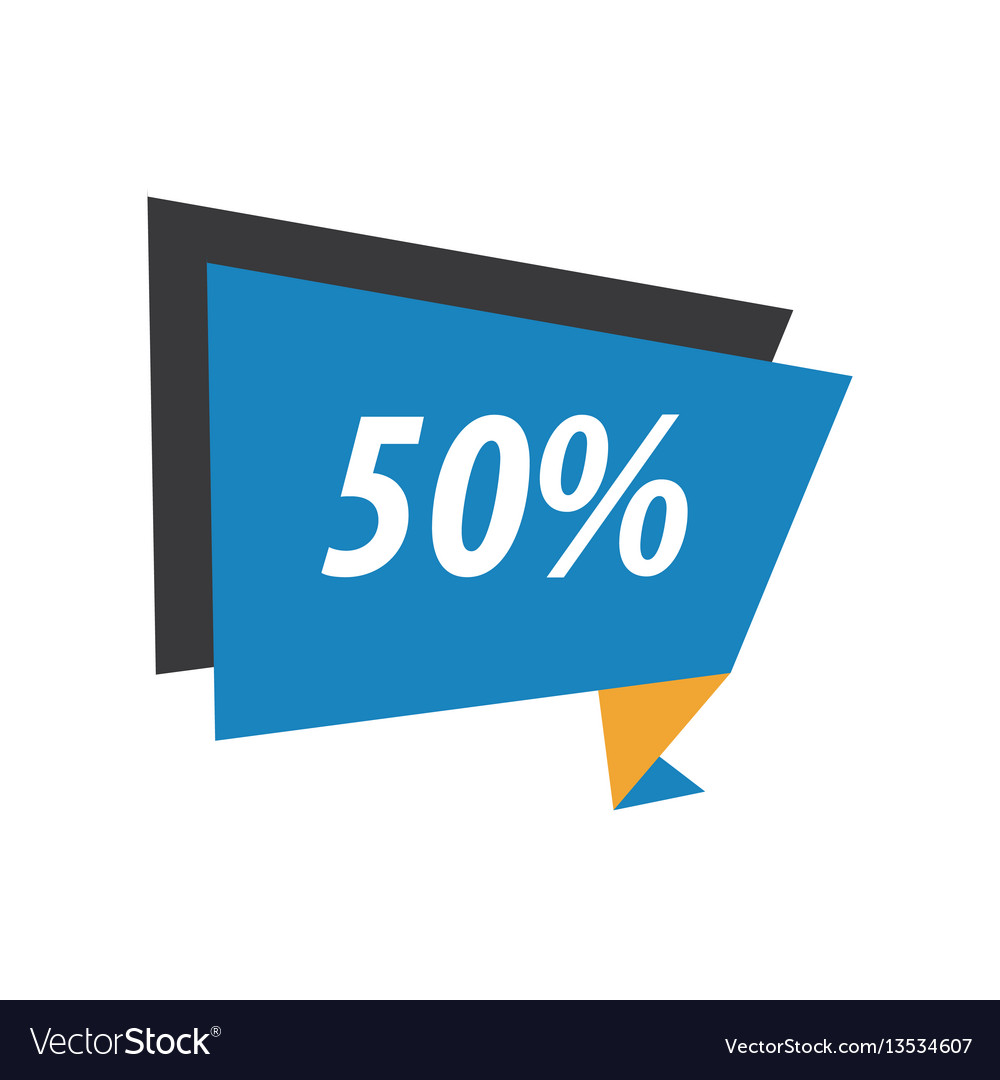 Fifty percent label origami blue yellow black