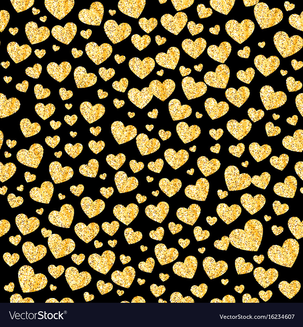 Glitter golden heart seamless background Vector Image