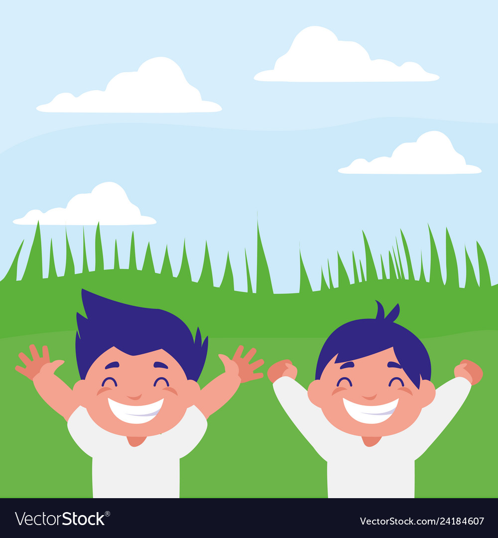 Happy fat boys celebrating in the camp Royalty Free Vector