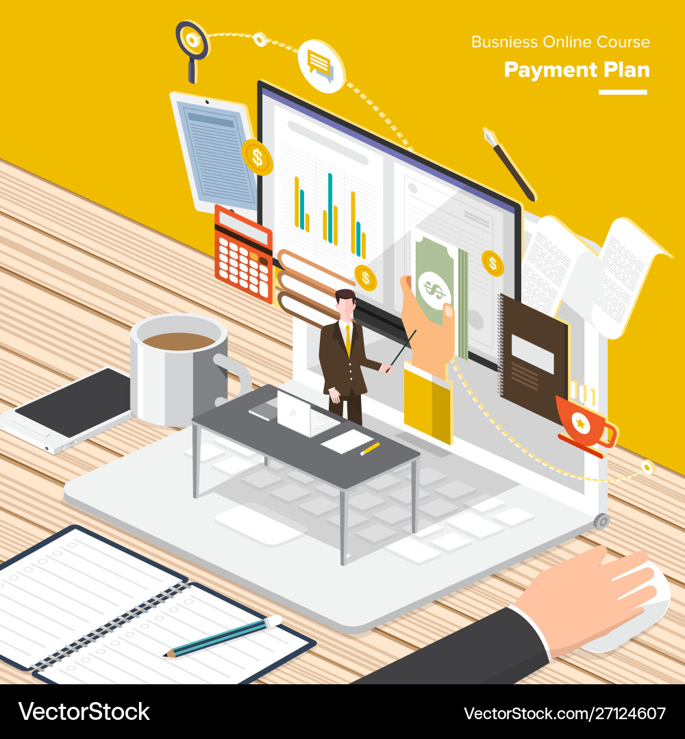 Isometric flat design concepts for online business