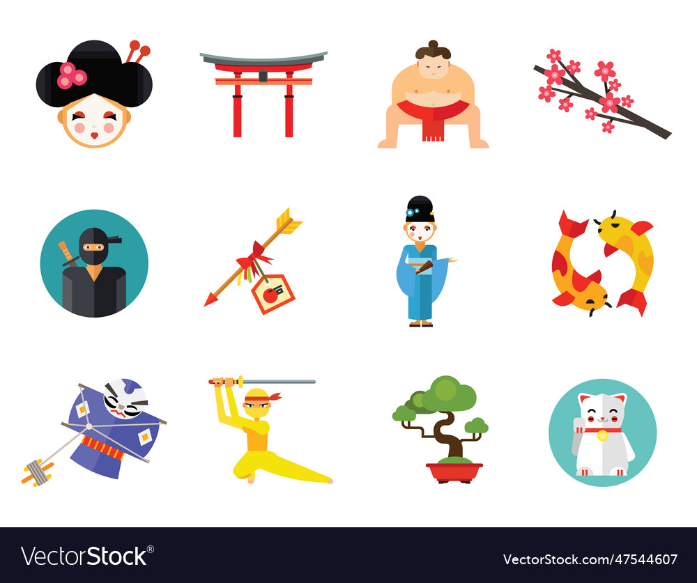 Japan icon set Royalty Free Vector Image - VectorStock