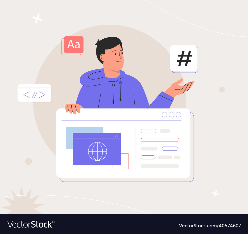 Man working on web and application development