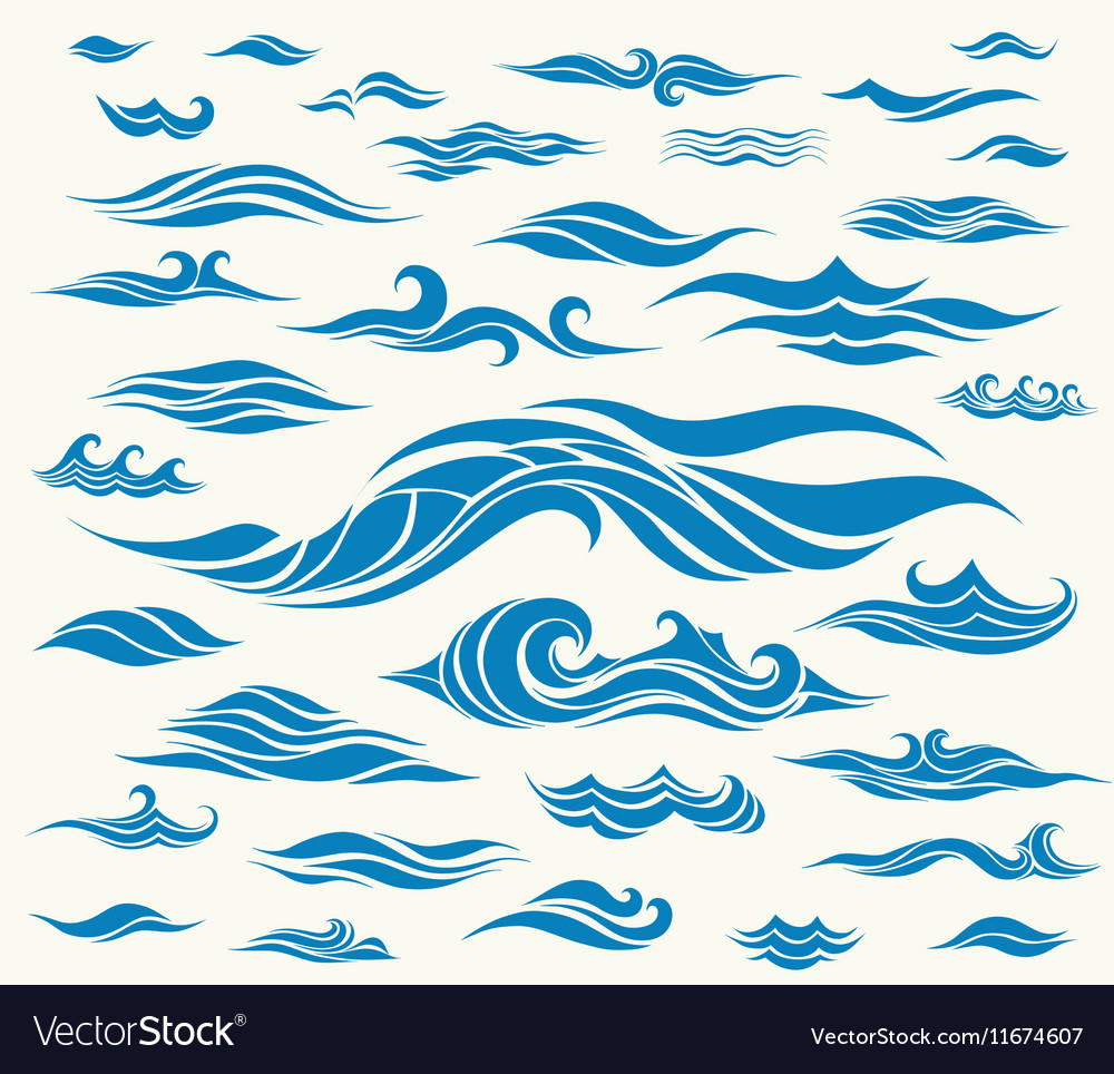 Waves set elements for design Royalty Free Vector Image