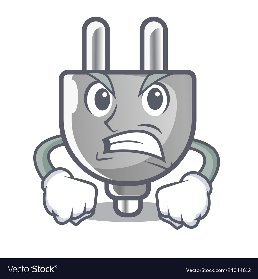 Angry isolated power plug in the mascot