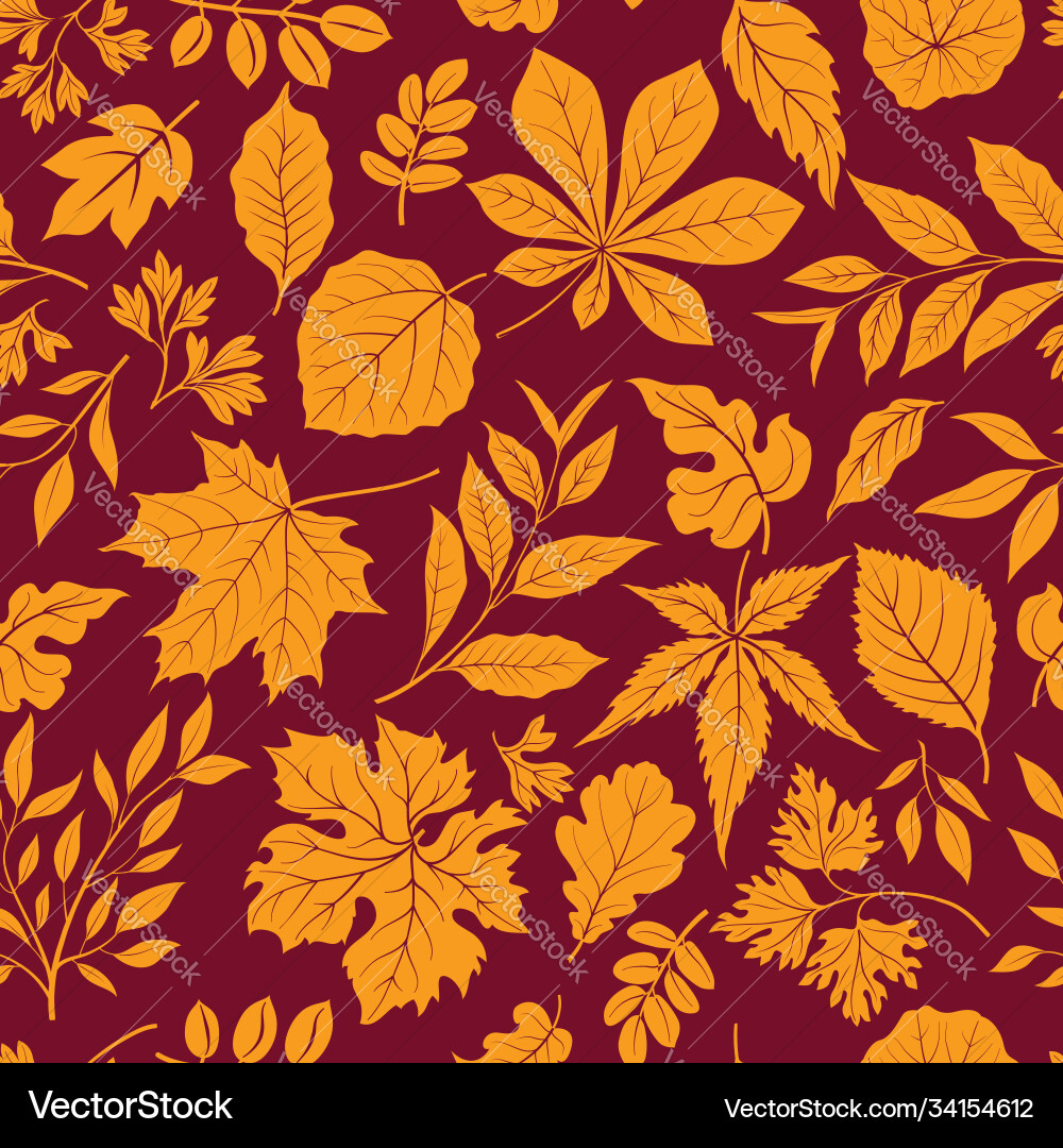Autumn leaves stylish background fall seamless Vector Image
