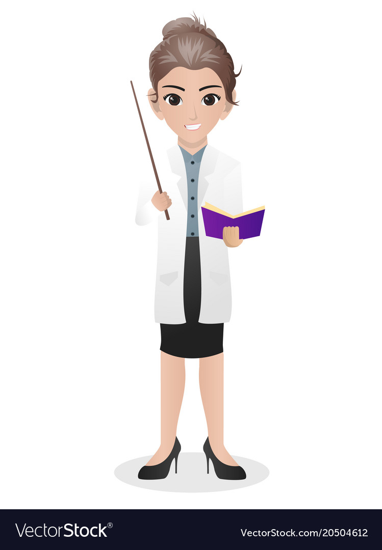 Female teacher holding pointer and book Royalty Free Vector