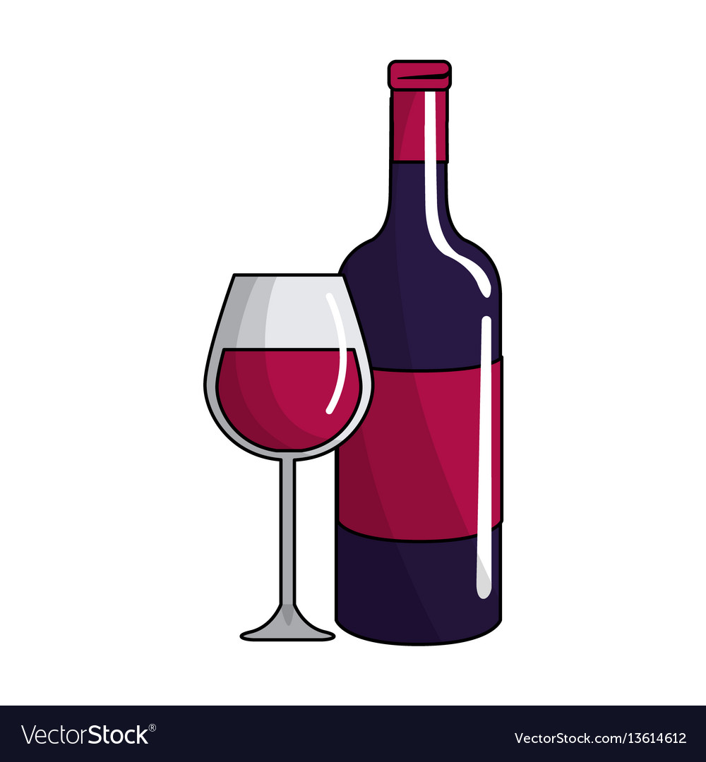 Glass and bottle of wine icon Royalty Free Vector Image