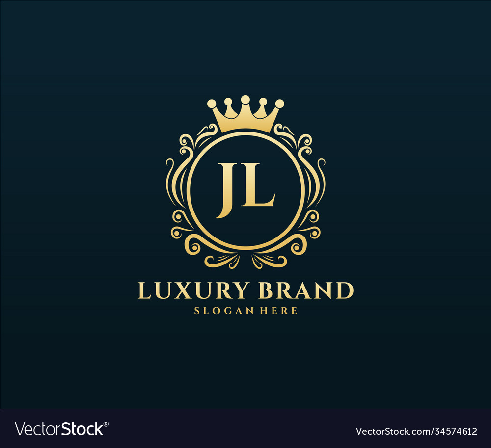 Jl initial letter gold calligraphic feminine Vector Image