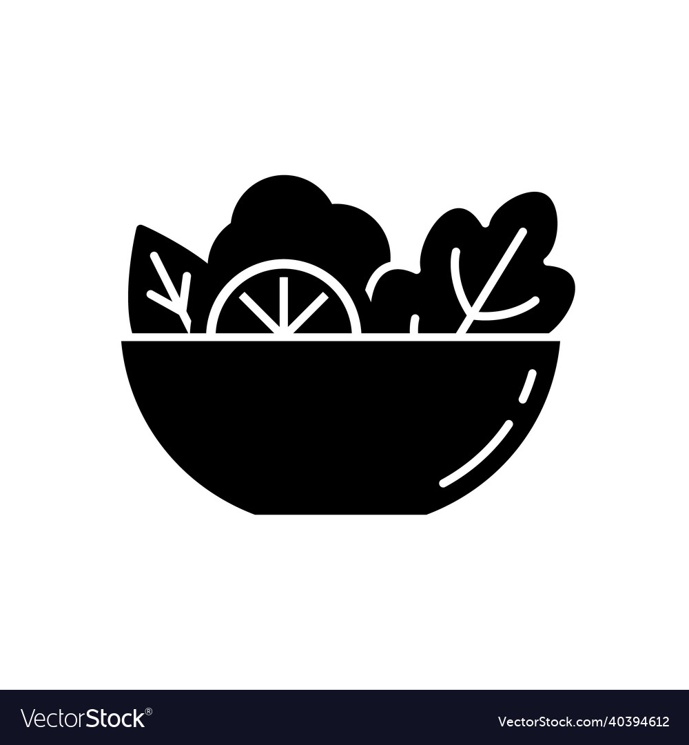 Salad silhouette icon black simple of bowl Vector Image