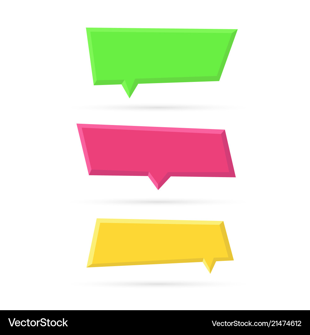 Set color empty plastic speech bubbles Royalty Free Vector