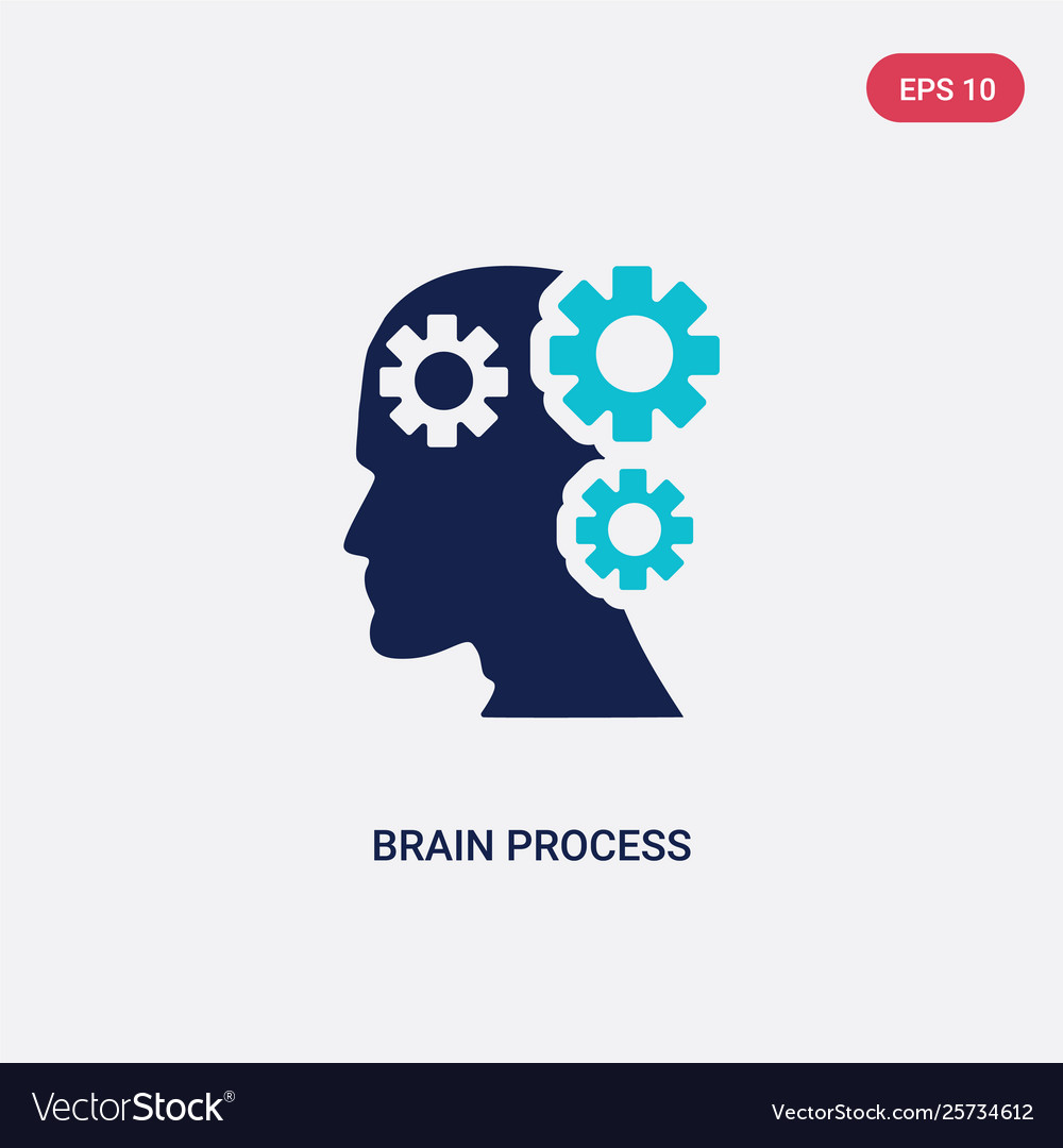 Two color brain process icon from concept