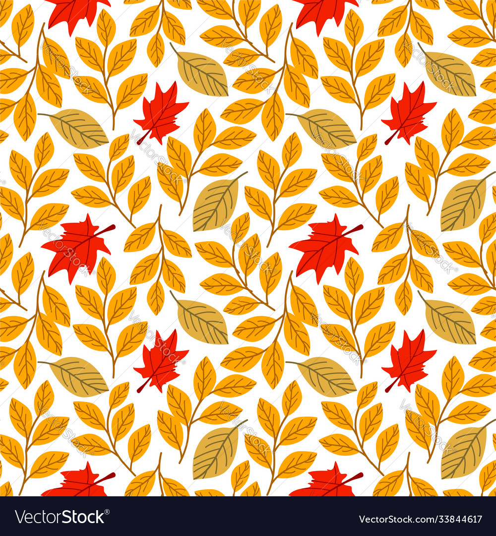 Autumn fall cute seamless pattern all elements Vector Image